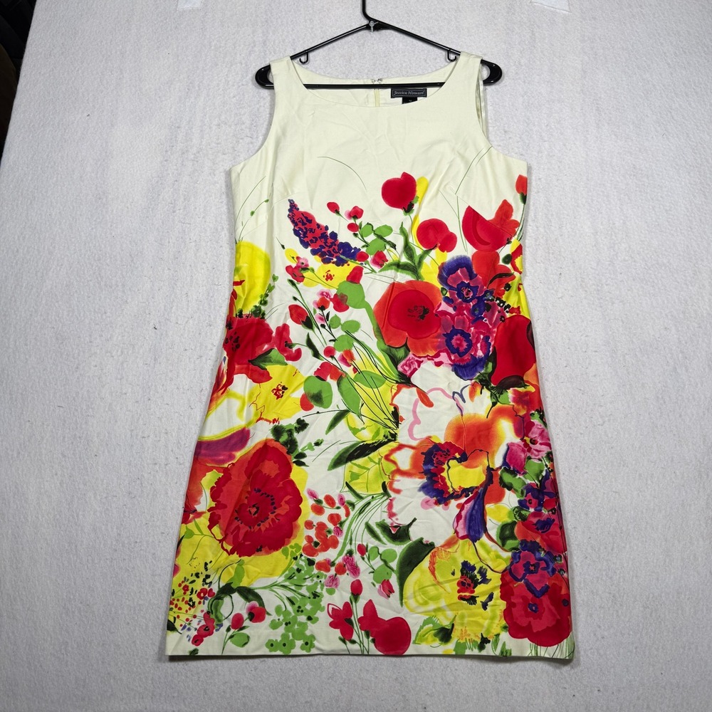 Jessica Howard Womens Floral Sheath Dress Cream Red Yellow JH1M2274 Size 12